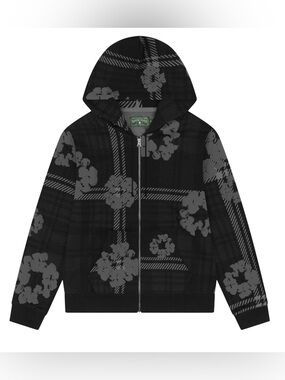 Denim Tears Plaid Cotton Wreath Zip Hoodie Black Size M NWT